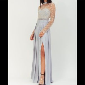 Self Portrait maxi with slit and gold embroidery